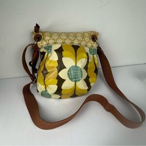 Fossil Key-Per Yellow Floral Handbag Crossbody Coated Canvas Bag Purse SEE ALL.